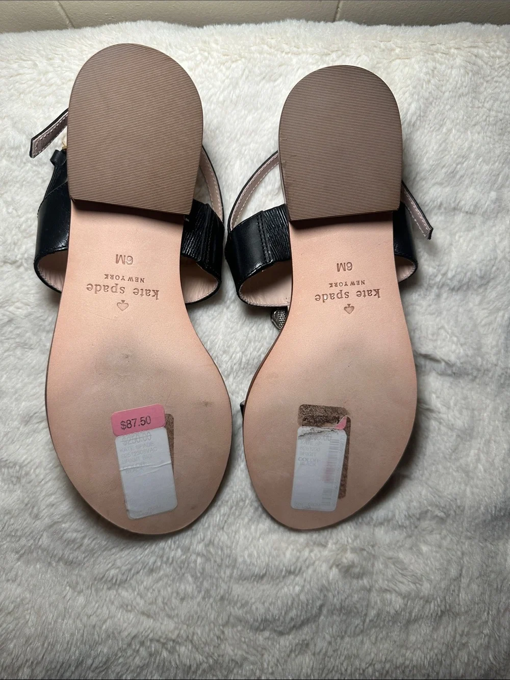 NWT kate spade Black Jeweled Leather Flat Sandals